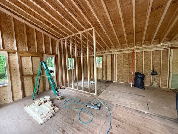 Interior framing inside a cabin build