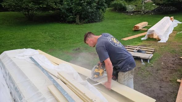 Cutting trim boards on site