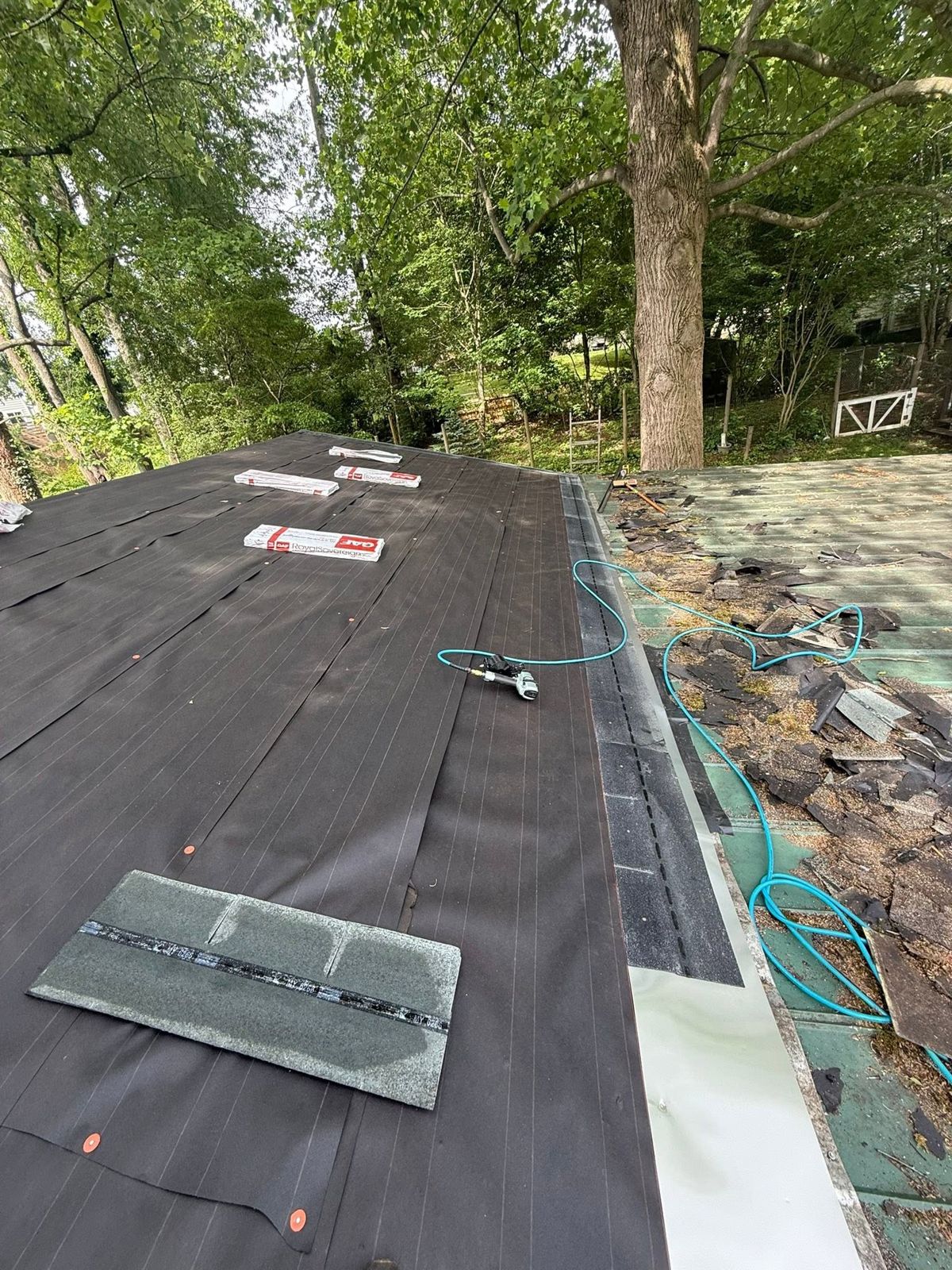 New roof underlayment installed