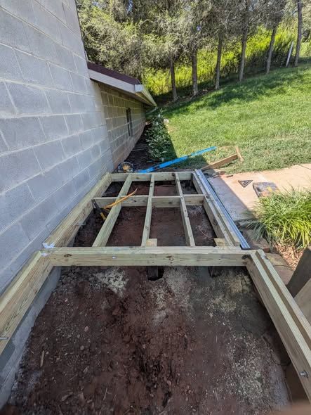 Ramp joists going in over a dug-out section